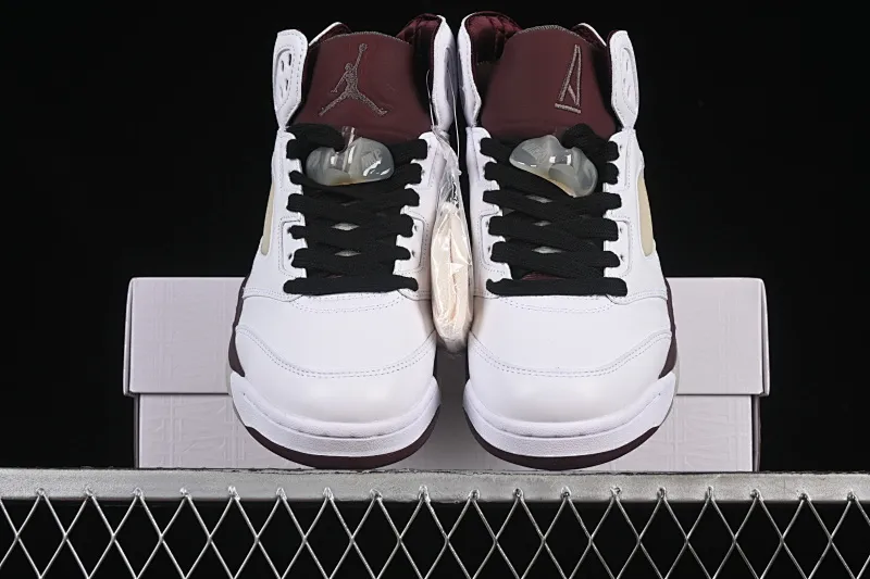 All categories Air Jordan Jordan series basketball shoes Air Jordan 5 L version A Ma Maniere x Air Jordan 5 Retro "Violet Ore" AJ5 Joe 5 white wine red first layer basketball shoes IB1528-100